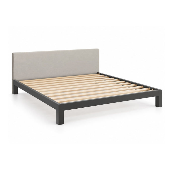 Alberta King Platform Bed Frame with its upholstered headboard, on a white background