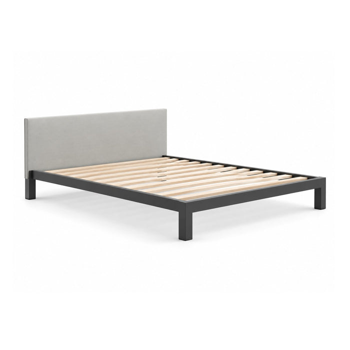 Texas King Platform Bed Frame with its upholstered headboard, on a white background