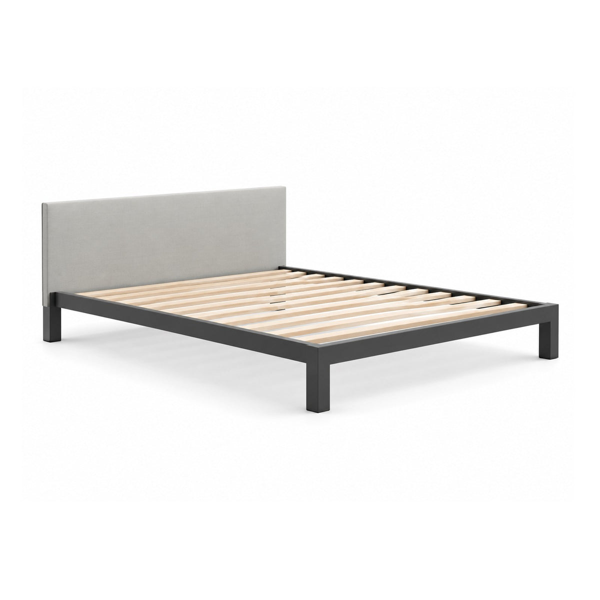 Texas King Platform Bed Frame with its upholstered headboard, on a white background
