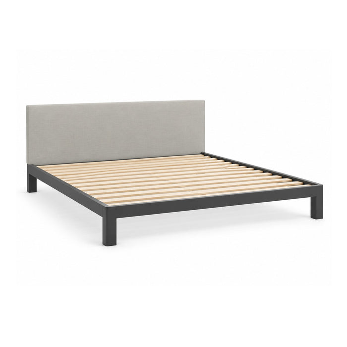 Wyoming King Platform Bed Frame with its upholstered headboard, on a white background